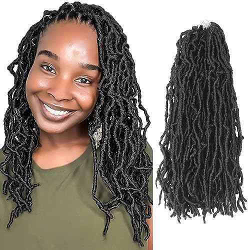 Niseyo Faux Locs Crochet Hair 14 Inch Soft locs, 6 Packs Short Crochet Locs Pre Looped Crotchet Straight Synthetic Hair Extensions (1B, Natural Black)