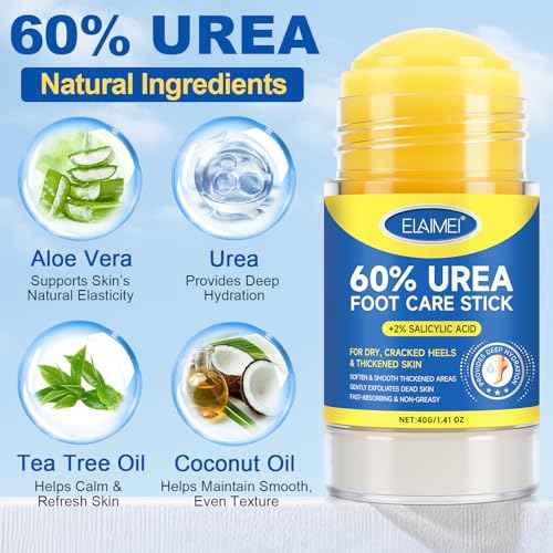 60% Urea Cream Stick with Salicylic Acid 2%, Severe Cracked Heel Repair Restoring Balm, Urea Hydrating Foot Cream, Foot Lotion Heel Stick Repairs and Hydrates Dry and Cracked Feet and Hand- 2 Packs
