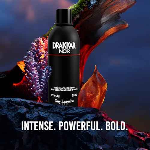 Guy Laroche Drakkar Noir, Iconic Designer Fragrance, Intense & Powerful Body Spray, Fougere Blend & Aromatic Spices, Long Lasting Mens Cologne, Day and Evening Scent
