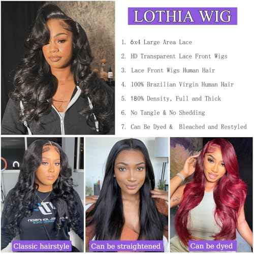 Body Wave Lace Front Wigs - HD Transparent Lace Frontal Wigs for Women, Natural Color 20 Inch, 180% Density Brazilian Human Hair, 9A Glueless Wigs Plucked with Baby Hair