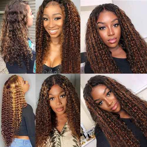 Human Hair Bundles Jerry Curly P4/30 Color Human Hair Unprocessed Brazilian Virgin 3 Bundles Quick Weave Human Hair Extensions (P4/30 Jerry Curly,20 22 24)