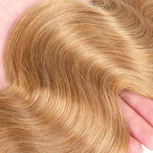 Honey Bundles Brown Human Hair Body Wave 16 18 20 Inch Body Wave Human Hair Weave 3 Bundles Silky Hair Bundles Brazilian 3 Bundles Human Hair Extensions for Women Deals 27 Color Bundles