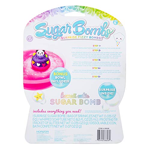 Sugar Bombs by Horizon Group USA, Design & Decorate Your Own Kawaii Themed Fizzing Bomb. Fizz in Bowl to Revel Hidden Surprise Gift. Embellish with Glitter, Confetti, Sprinkles & More, Purple Kawaii