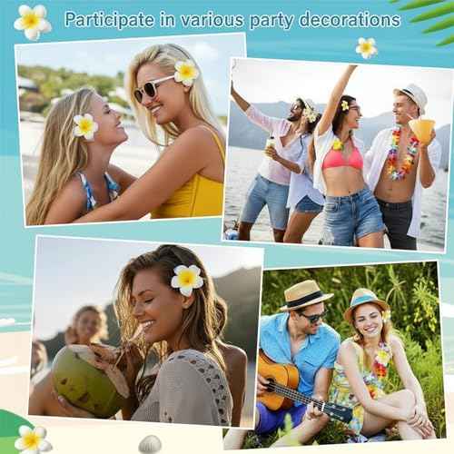 Geosar 100 Pcs Plumeria Hair Clip Hawaiian Foam Flower Hair Clips for Women Luau Beach Hawaii Tropical Bridal Wedding Party Decorations Accessories Vacation Supplies(2.4 Inch)