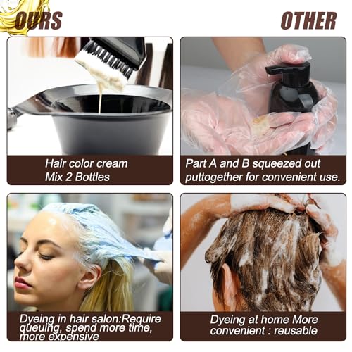 Hair Dye Shampoo 3 in 1, Herbal Shampoo Hair Dye for Women Men, Grey Coverage Shampoo 16.9fl oz Dark Brown