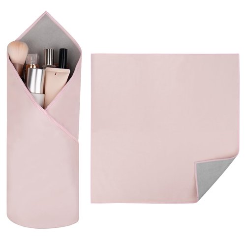 Junesters XL Large Size 21.65×21.65 inch Self-Adhesive Magic Cloth Makeup Bag, Makeup Organizer Bag, Fashionable Camera Lens Bag, Portable Travel Cosmetic Bags, Girl&Teen Gifts Trendy Stuff （Pink