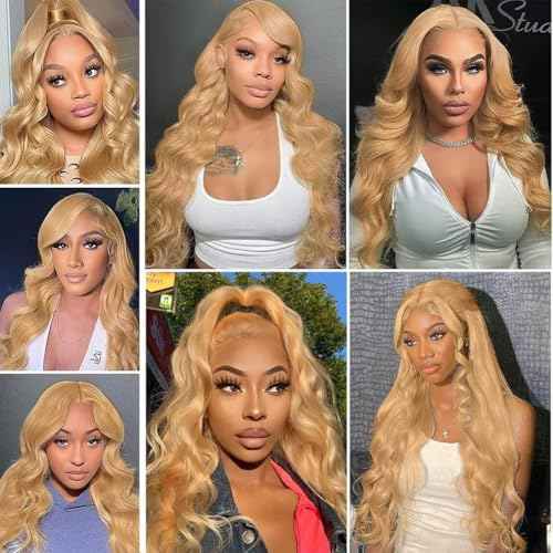 30 Inch Honey Blonde Lace Front Wigs Human Hair 180% Density 13x6 Body Wave HD Lace Front Wigs Pre Plucked With Baby Hair 27# Colored Wigs for Women