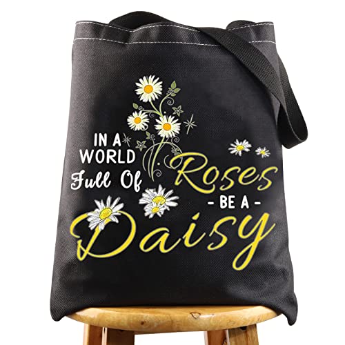 LEVLO Daisy Flower Cosmetic Bag Daisy Lover Gift In A World Full Of Roses Be A Daisy Makeup Zipper Pouch Bag (Be A Daisy BT)