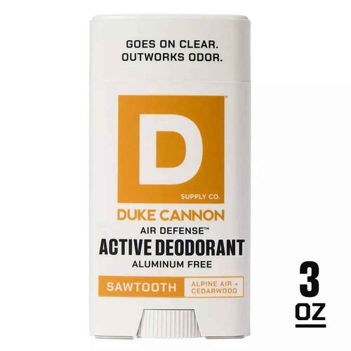 Duke Cannon Air Defense Active Deodorant Aluminum Free, 3x Protection, Aloe Vera & Vitamin E, 3 oz – Midnight Swim, Sawtooth, Superior (Pack of 3)