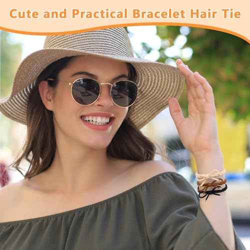 28 PCS Colorful Braided Hair Ties Bow Tie Hair Bracelets for Women Girls Elastic Hair Ties No Damage Ponytail Holders(14 Colors)