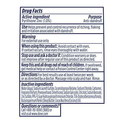 Dove Damage Therapy Derma Shampoo Pack of 6 Dryness + Itch for Flaky Scalp with Pyrithione Zinc and Coconut Oil 12 Fl Oz