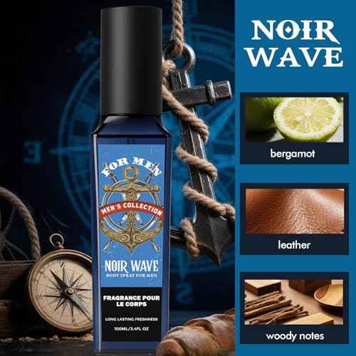 CLESH Fragrance Mist, Body Spray for Men, 3.4 Fl Oz, 3 Pack, Noir Wave, Oud Dynasty, Amber Trail, Long Lasting Mens Body Spray