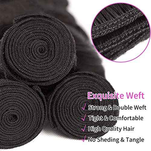 Body Wave Bundles Human Hair (20 22 24Inch) 10A Brazilian Human Hair Bundles Body Wave 3 Bundles 100% Unprocessed Brazilian Virgin Hair Body Wave 3 Bundles Human Hair Extensions Natural Black Color