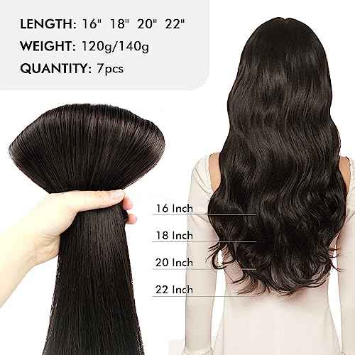 Sixstarhair Clip In Hair Extensions Remy Human Hair Off Black extensions Clip In Extensions 140g Per Pack Hair Extensions for Full Head 7 Pieces [Color 1B Off Black 16inch]