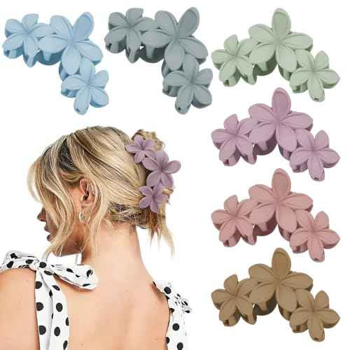 Ahoney 6PCS Flower Hair Clips for Women Strong Hold Nonslip, Big Flower Claw Clip for Thick Hair, Hawaiian Hibiscus Cute Hair Clips Beach Hair Accessories for Women Girls 11