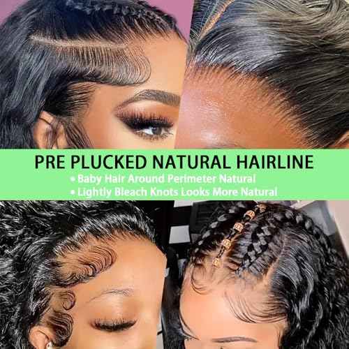 28 Inch Deep Wave Lace Front Wigs Human Hair 200 Density 13X6 HD Lace Front Wigs Human Hair Pre Plucked Deep Curly Frontal Wigs Human Hair for Women Natural Black