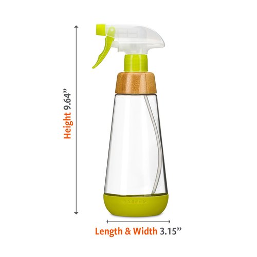 Full Circle Bottle Service-Sustainable Refillable Glass Spray Bottle for Cleaning-Versatile Stream & Mist Option, Bamboo,Silicone Protection Boot-Ideal for Kitchen,Plant,Hair & Beauty Care,16oz,Green