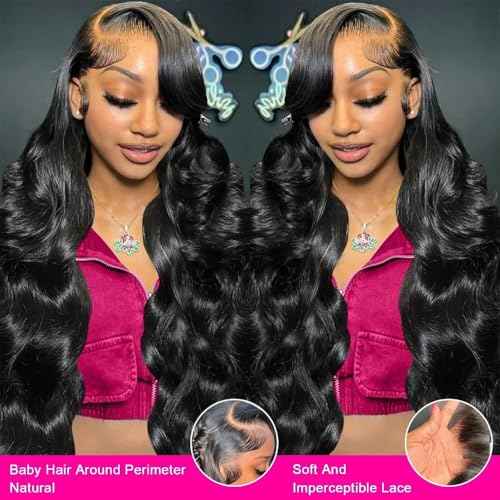 Lzlefho 26 Inch 13x6 Body Wave Lace Front Wigs Human Hair Pre Plucked 250% Density HD Lace Frontal Wig Human Hair For Women Body Wave Glueless Wigs With Baby Hair