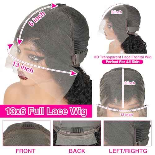 CHEETAHBEAUTY 250% Density Burmese Curly Human Hair Wig with Spiral End 13x6 HD Lace Front Wigs Human Hair Curly Wigs for Black Women Pre Plucked with Baby Hair Natural Black 18Inch