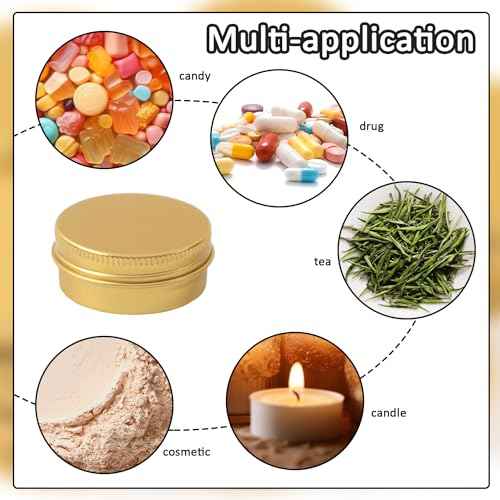 30 Pcs 0.5 oz Aluminum Tin Cans Metal Round Tins Salve Tins Empty Lip Balm Containers with Lids Gold