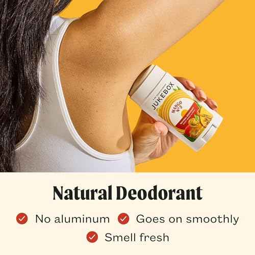 JUKEBOX Natural Deodorant for Women?Mango No. 5 Scent-Aluminum-Free, No Baking Soda, No Harsh Chemicals, Odor Blocking Technology, Mango,White Apricot,Peach-a Dr. Squatch Brand-2.65oz
