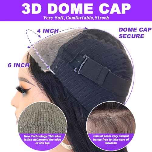 Body Wave Lace Front Wigs - HD Transparent Lace Frontal Wigs for Women, Natural Color 20 Inch, 180% Density Brazilian Human Hair, 9A Glueless Wigs Plucked with Baby Hair