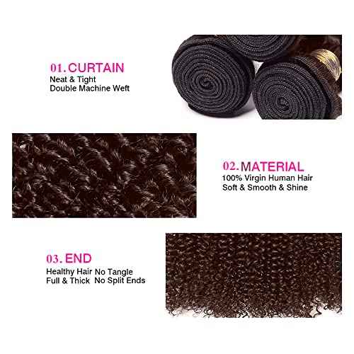 26 28 30 inch WuvuSnm #4 Human Hair Bundles Brown Kinky Curly Bundle Dark Brown Curly Bundles Human Hair Extensions
