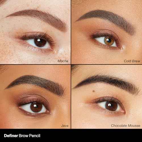 Morphe Definer Dual-Ended Brow Pencil & Spoolie - Eyebrow Pencil with Precision Slanted Tip for Shaping, Defining & Filling - Smooth, No-Tug Formula - Java (0.003 oz)