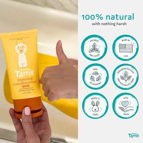 T is for Tame Taming Conditioner for Kids ? Natural Curly Hair Conditioner with Jojoba & Sunflower Oil ? Detangles, Softens & Controls Frizz ? Plant-Based, Vegan & Hypoallergenic ? 5.07 fl oz