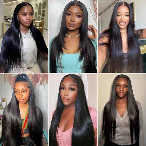 Straight Human Hair Bundles,Brazilian Virgin Human Hair Bundles Straight,100% Unprocessed Raw Human Hair Extensions 14 14 14 Inch,No shedding No Tangle Double Strong Weft,Natural Black Color