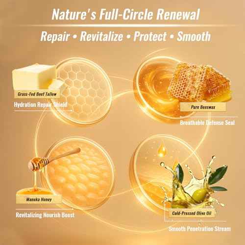 Beef Tallow for Skin, 100% Grass-Fed Tallow and Honey Balm for Face Body Moisturizer for Aging Dry Sensitive Skin, Deep Hydration & Nourishment 2 OZ