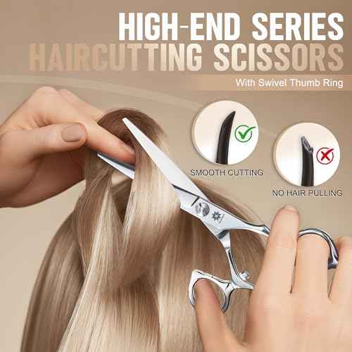 Dream Reach HIGH-END SERIES Japanese 440C Stainless 6.0" 360¡Æ Swivel Thumb Ring Professional Barber Razor Edge Hairdressing Straight Cutting Scissors