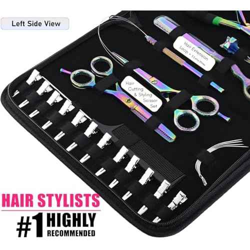 My Hair Tools Professional Hair Extension Tools Kit Includes Micro Link Beads Remover & Crimp Pliers Set, Hair Cutting & Styling Scissors Set, Hair Parting Tool, Hair Extensions Loop Tool (Rainbow)