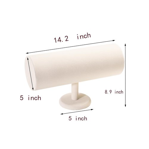ByKen T-bar Headband Holder Organizer,Hair Band Ear Jewelry Accessories Display Stand for Girls(Beige Velvet)