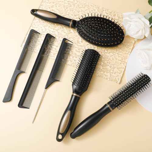 6 Pieces Detangling Styling Comb Set for Women and Men - For Straight, Curly, and All Hair Types