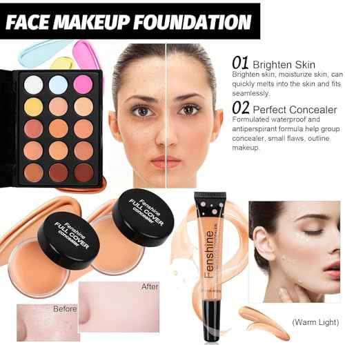 Fenshine All In One Makeup Kit for Women Full Kit, Makeup Gift Set for Women Beginners, Makeup Essential Starter Bundle Include Eyeshadow Palette Lipstick Eyebrow Pencil Brush Set (Type C)