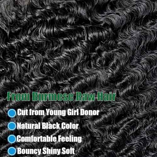 Burmese Curly Bundles Human Hair 12 Inch Human Hair 4 Bundles 100% Unprocessed Quick Weave 3c4a Real Human Hair Extensions Natural Black