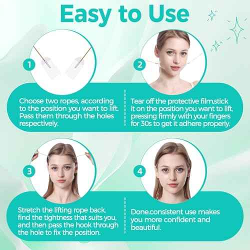 Face Lift Tape Invisible, Face Tape Lifting Invisible 100PCS Neck Tape Face Lift Tapes and Bands with 8 Strings Face Lifter Instant Facial Tape for Makeup Double Chin Eyebrows Jowls Sagging Woman