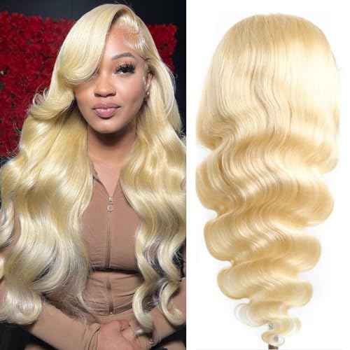 26 Inch Body Wave Lace Front Wig - Human Hair Blonde, 4x4 Lace Front, 200% Density, Glueless, 4x4 Closure, Pre Plucked