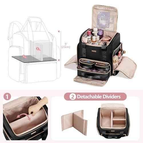 Large Makeup Backpack with 3 Clear Makeup Bags, Double Layers Professional Makeup Travel Case with Brushes Storage Section for Makeup Artists