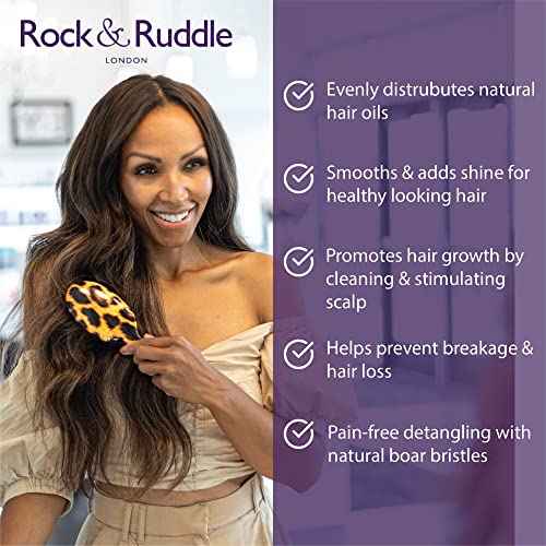 Rock & Ruddle Natural Mixed Boar Bristle Hair Brush for Women and Kids (Small/Travel Size, 17.5cm) - Perfect for Wet or Dry Hair, Detangling Smoothing Blowdrying - Made in UK - Peacocks Design