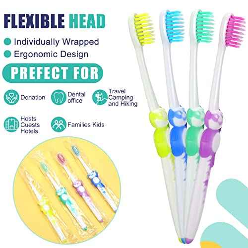 Bokon 300 Pcs Toothbrush for Kids Individually Wrapped Children Soft Disposable Manual Toothbrush Bulk Panda Travel with Bristle Rubber Handle for School Daycare Oral Hygiene