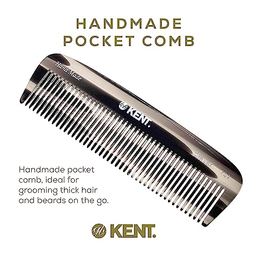 Kent 12T G Wide Tooth Comb, Hair Detangling Comb, Handmade-Pocket Comb for Thick, Curly, Wavy Hair, Large Tooth Comb, Hair Detangler Comb for Grooming Hair, Beard and Mustache