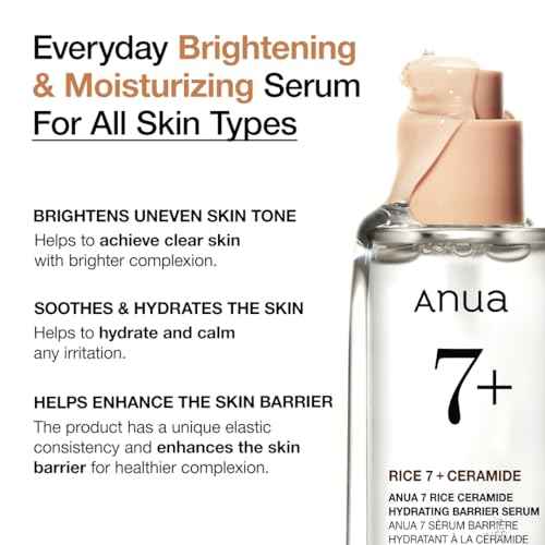 ANUA Rice Ceramide 7 Hydrating Barrier Serum, Moisturizing Serum for Face, Rice, Hyaluronic Acid, Niacinamide, Fragrance Free, Non-comodogenic, Glass Skin, Korean Skin Care, 50ml/1.69fl.oz.