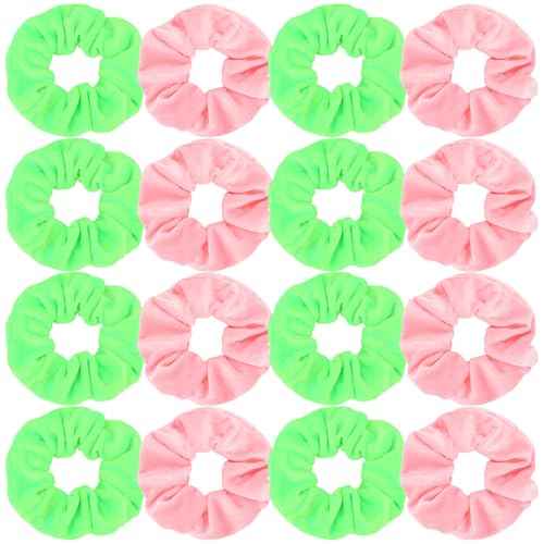 WHAVEL 16 Pack Witch Velvet Scrunchies Witch Party Favors, Pink & Green Hair Ties Movie Hair Accessories for Women Girls