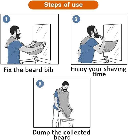 Beard Bib Apron, Beard Hair Catcher for Men Shaving & Trimming Non-Stick Waterproof Grooming Cloth with 3 Suction Cups & A Box Valentines Gifts for Men Him Boyfriend