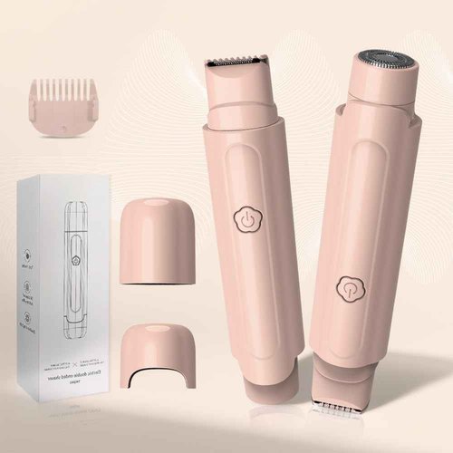 2 in 1 Women's Electric Shaver, Dual Head Bikini Hair Trimmer, IPX6 Waterproof, Wet & Dry, Bikini Underarm Leg Arm Body Facial Epilator. (Pink)