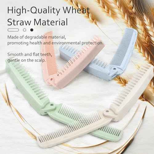 4 PCS Wheat Straw Foldable Hair & Makeup Comb: Portable, Eco-Friendly, For Men & Women - Perfect for Travel