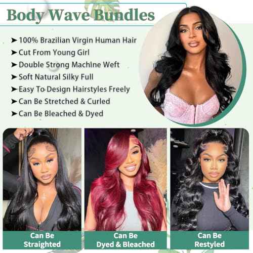 14A Human Hair Bundles Body Wave One Bundle 100% Unprocessed Brazilian Virgin Hair Bundles Double Weft Weave Body Wave Human Hair Natural Black Color (one bundle, 30)
