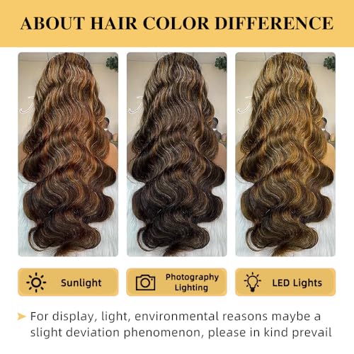 Xagujpo #FB30 Ombre Brown Body Wave V Part Wigs Human Hair Upgrade U Part Human Hair Wigs for Black Women Balayage Highlight Glueless U Part Wig No Sew In 180% Density 20inch